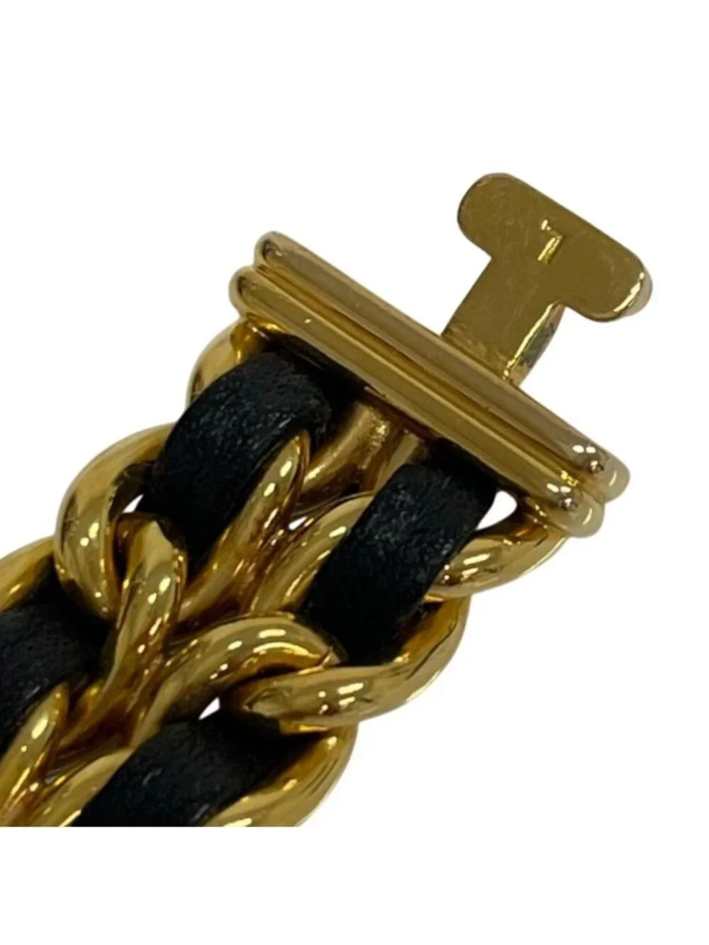 Chanel Premiere L Bracelet Watch Black Dial Gold Colored